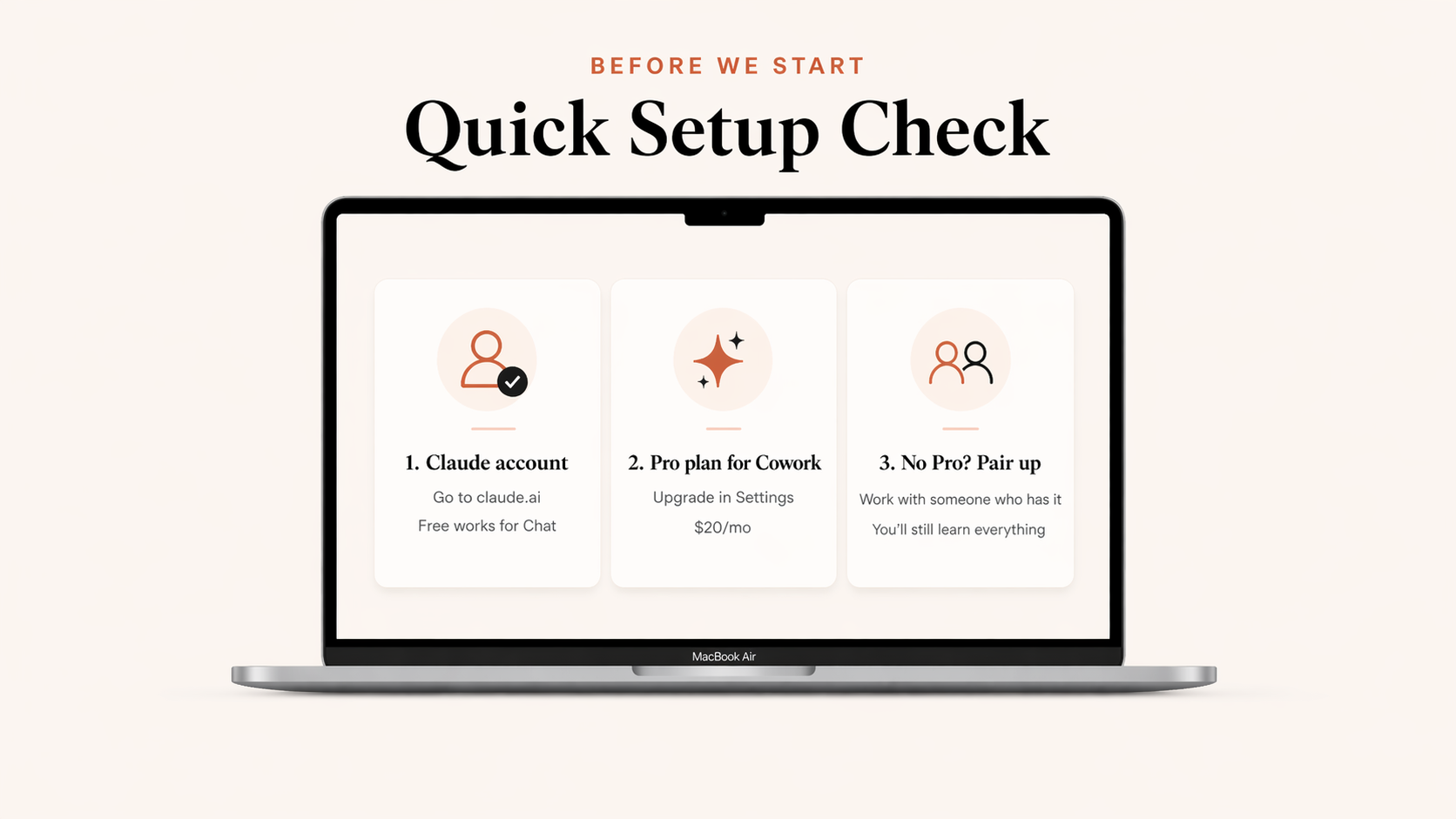 Quick setup check - Claude account and Pro plan